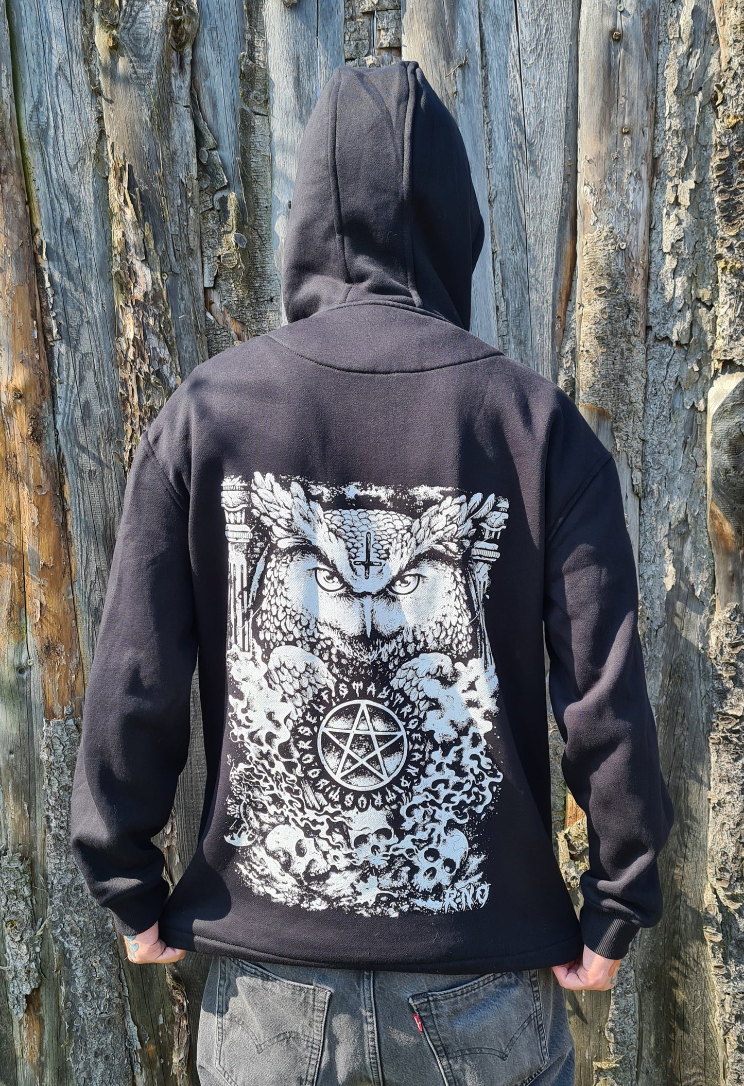 SWEAT PULLOVER HOODIE D-OWL BLACK