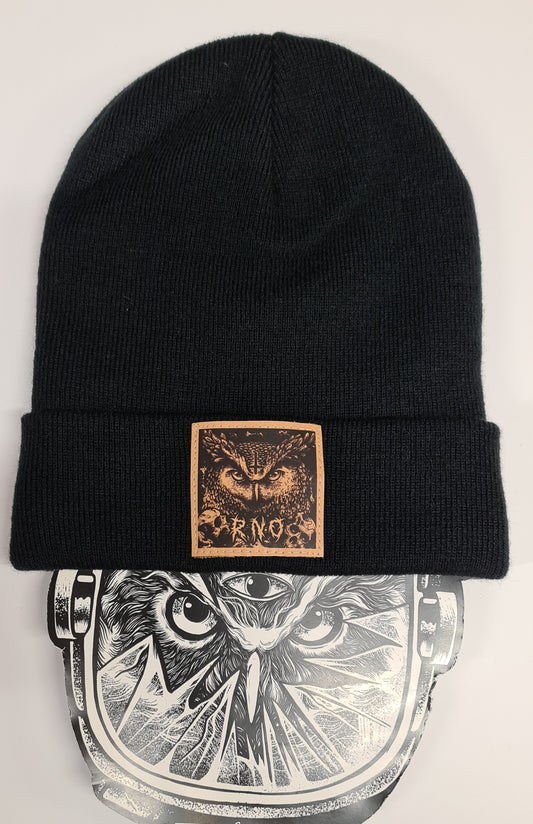 BEANIE D-OWL VEGAN LEATHER BROWN BLACK