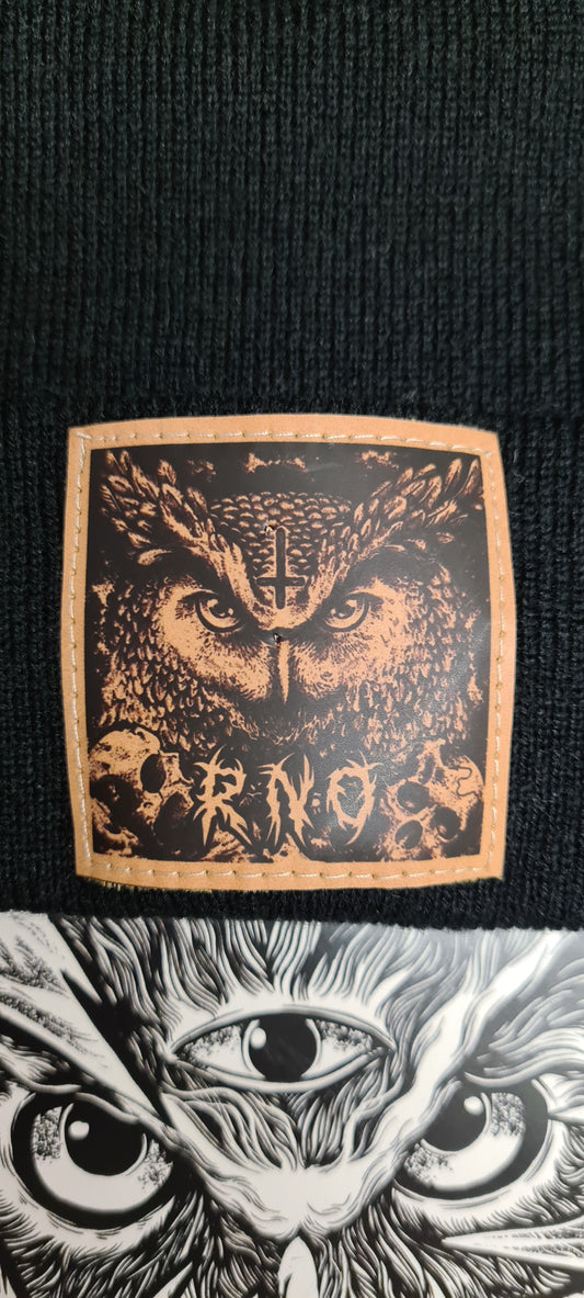 BEANIE D-OWL VEGAN LEATHER BROWN BLACK