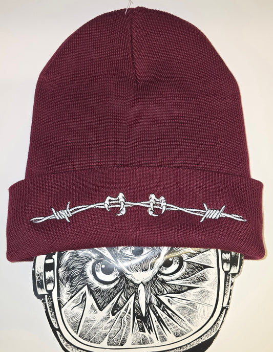BEANIE BIOBAUMWOLLE BARBED WIRE BURGUNDY EMB