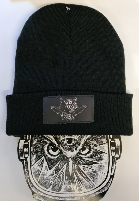 BEANIE FEATHER BLACK VEGAN LEATHER BLACK