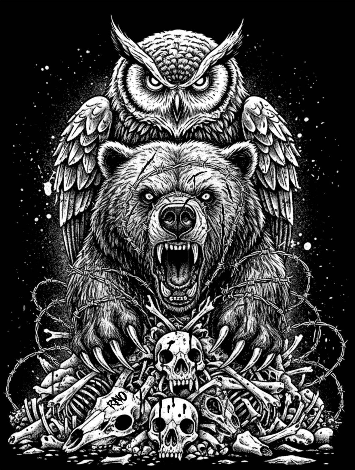 T-SHIRT BEAOWL LADIES BLACK