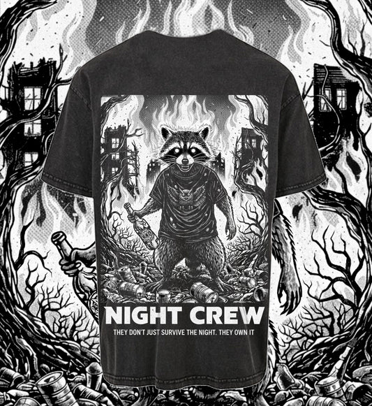 T-SHIRT POCKET RACOOWL OVERSIZED UNI ACID WASHED BLACK