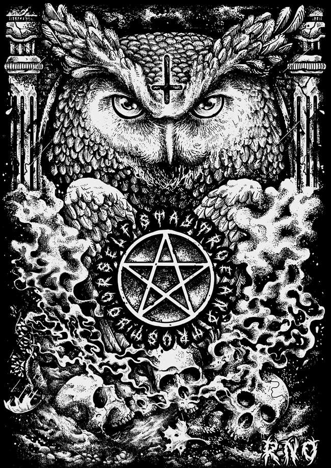 SWEAT PULLOVER HOODIE D-OWL BLACK