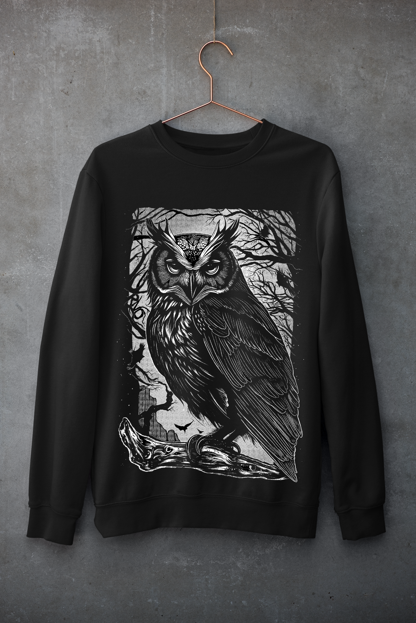 CREWNECK DARKTREES BLACK UNI