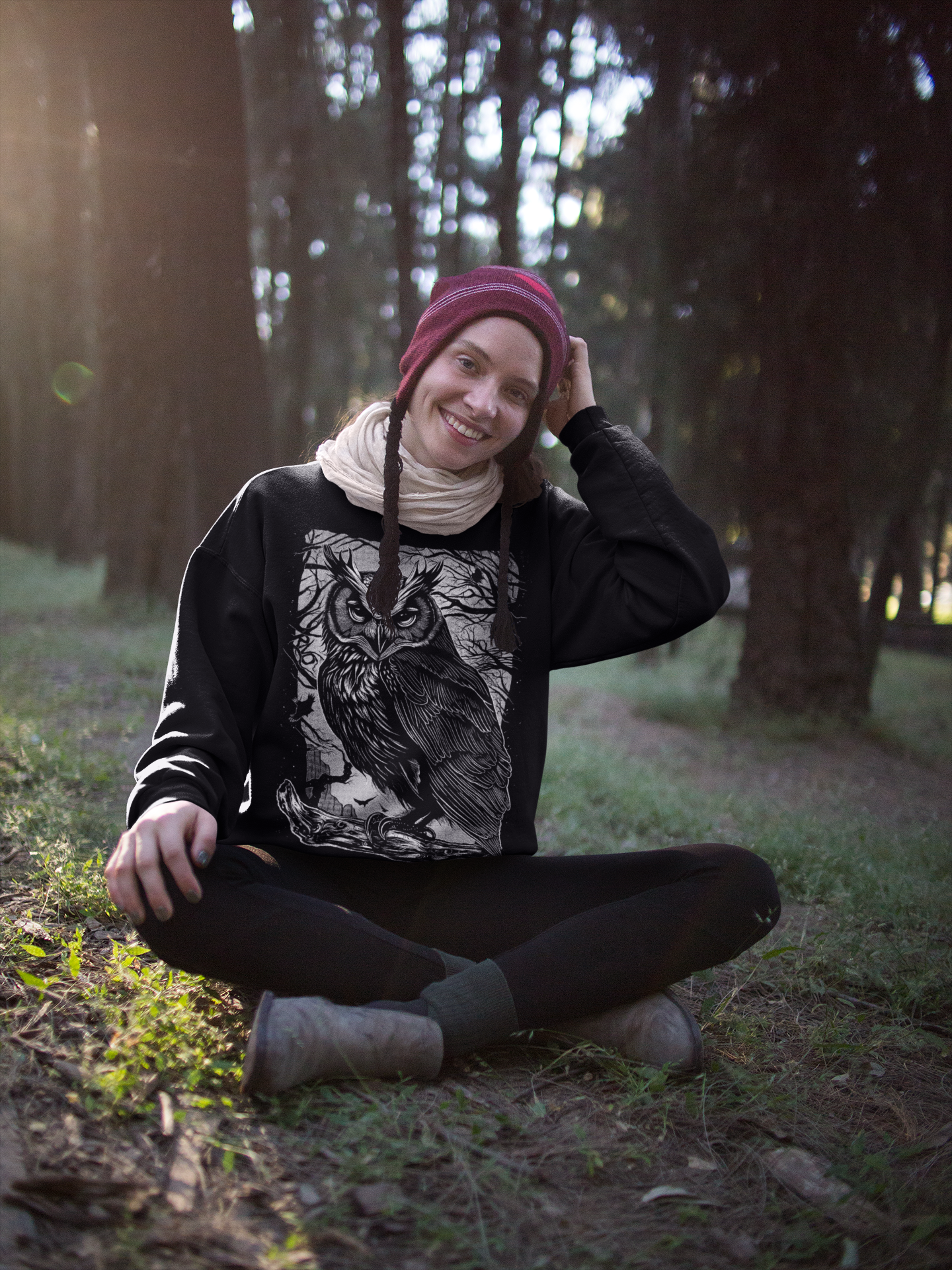 CREWNECK DARKTREES BLACK UNI