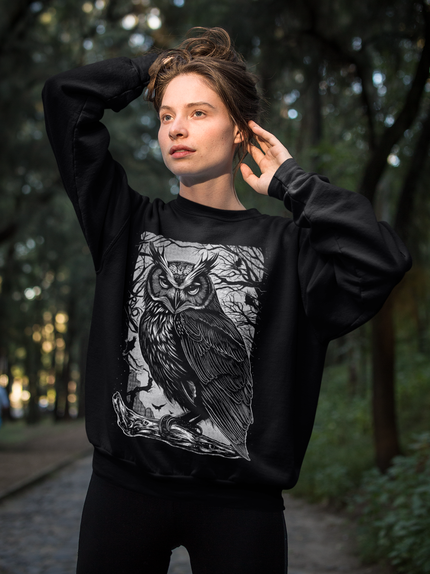 CREWNECK DARKTREES BLACK UNI