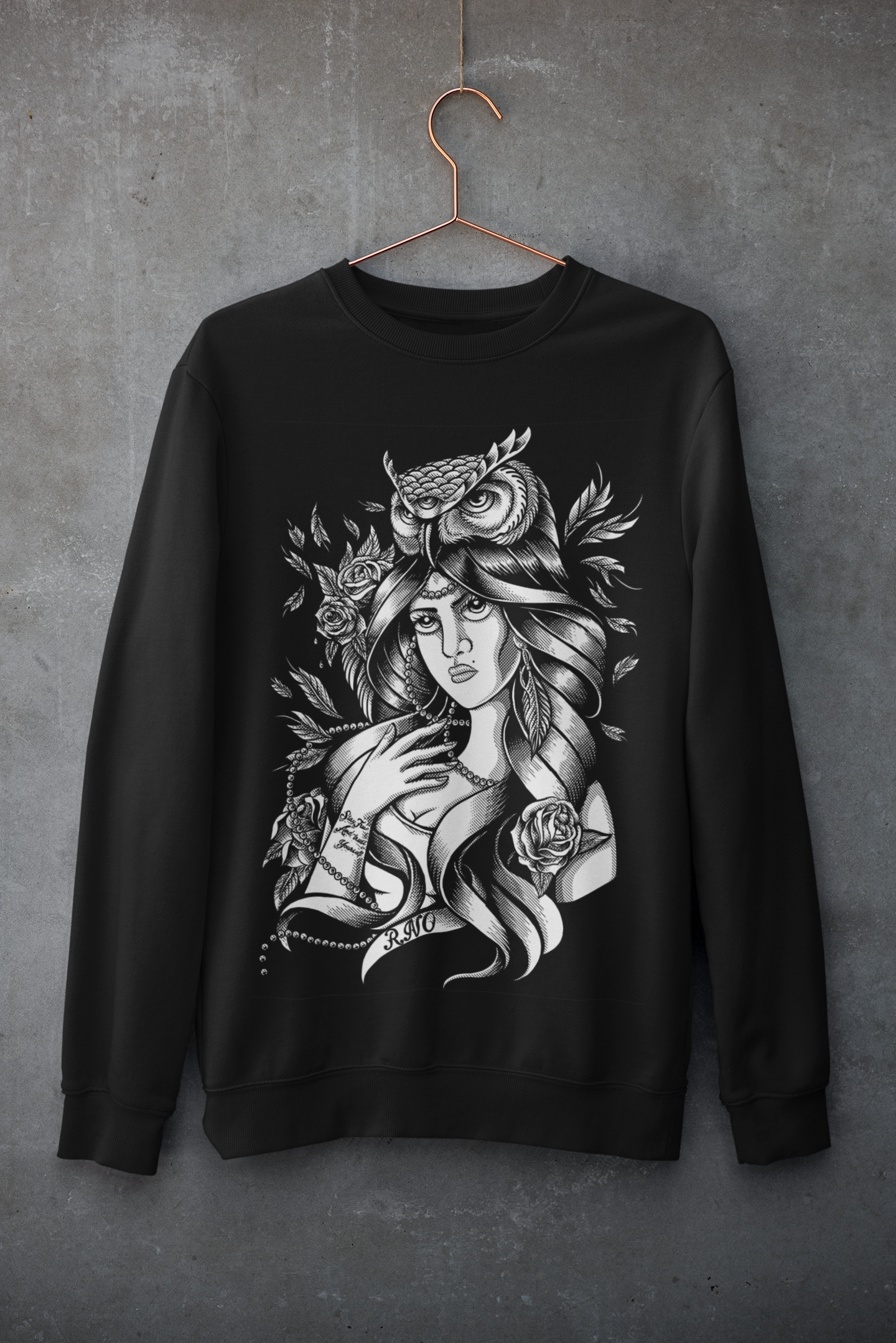 CREWNECK MRSLADYOWL BLACK UNI