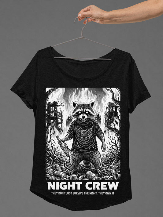 T-SHIRT RACOOWL LADIES BLACK