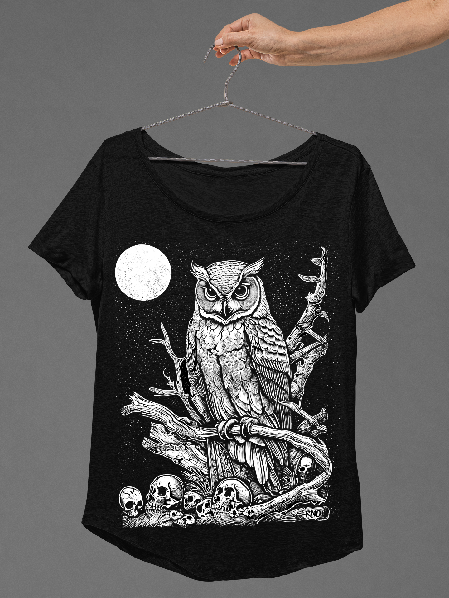 T-SHIRT OWLALONE LADIES BLACK
