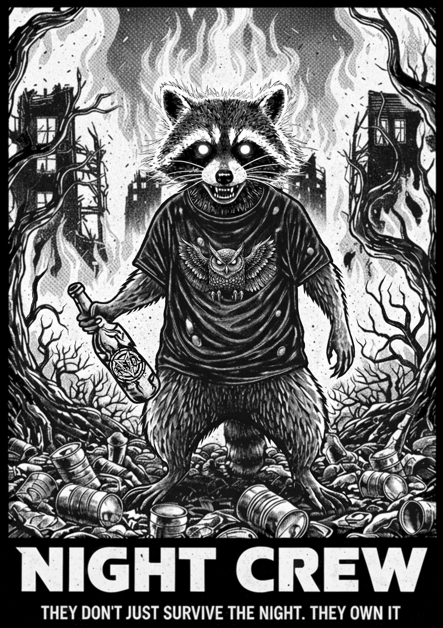 T-SHIRT RACOOWL LADIES BLACK