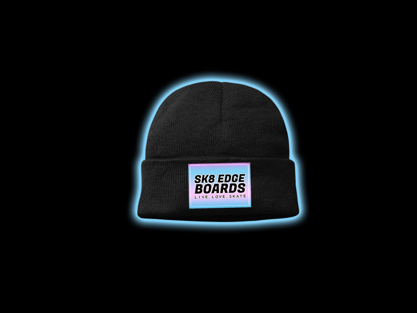 SK8 EDGE BEANIE LIVE LOVE SKATE BLACK