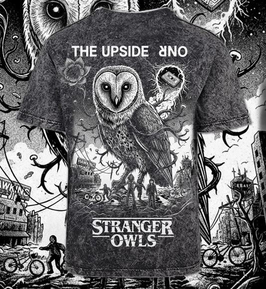 T-SHIRT POCKET STRANGER OWLS UNI ACID WASHED DARKGREY WHITE