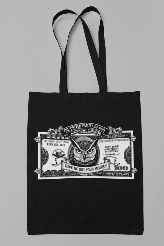 STOFFBEUTEL GIVE ME OWL BLACK