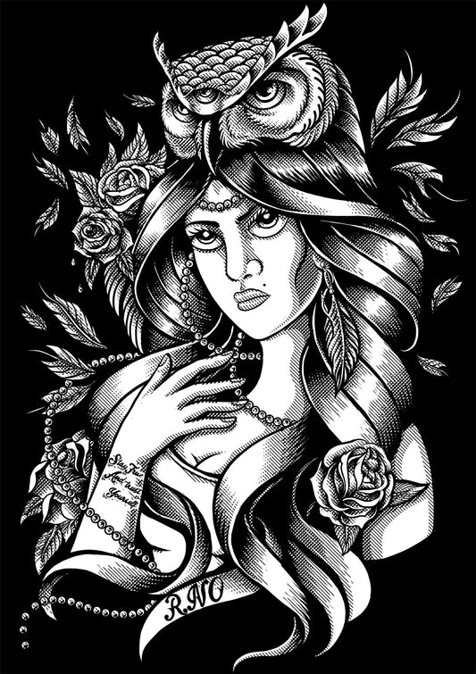 T-SHIRT MRSLADYOWL LADIES BLACK