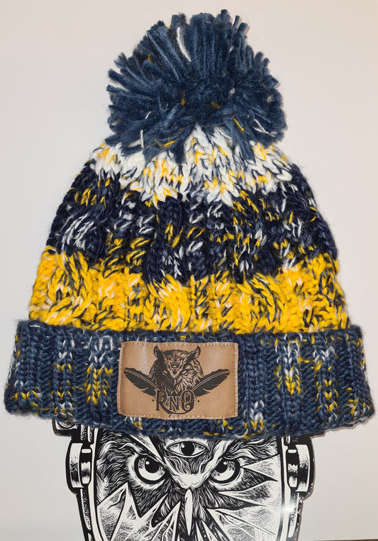 BEANIE POM POM BOMMEL FEATHER VEGANLEATHER MORNING FROST