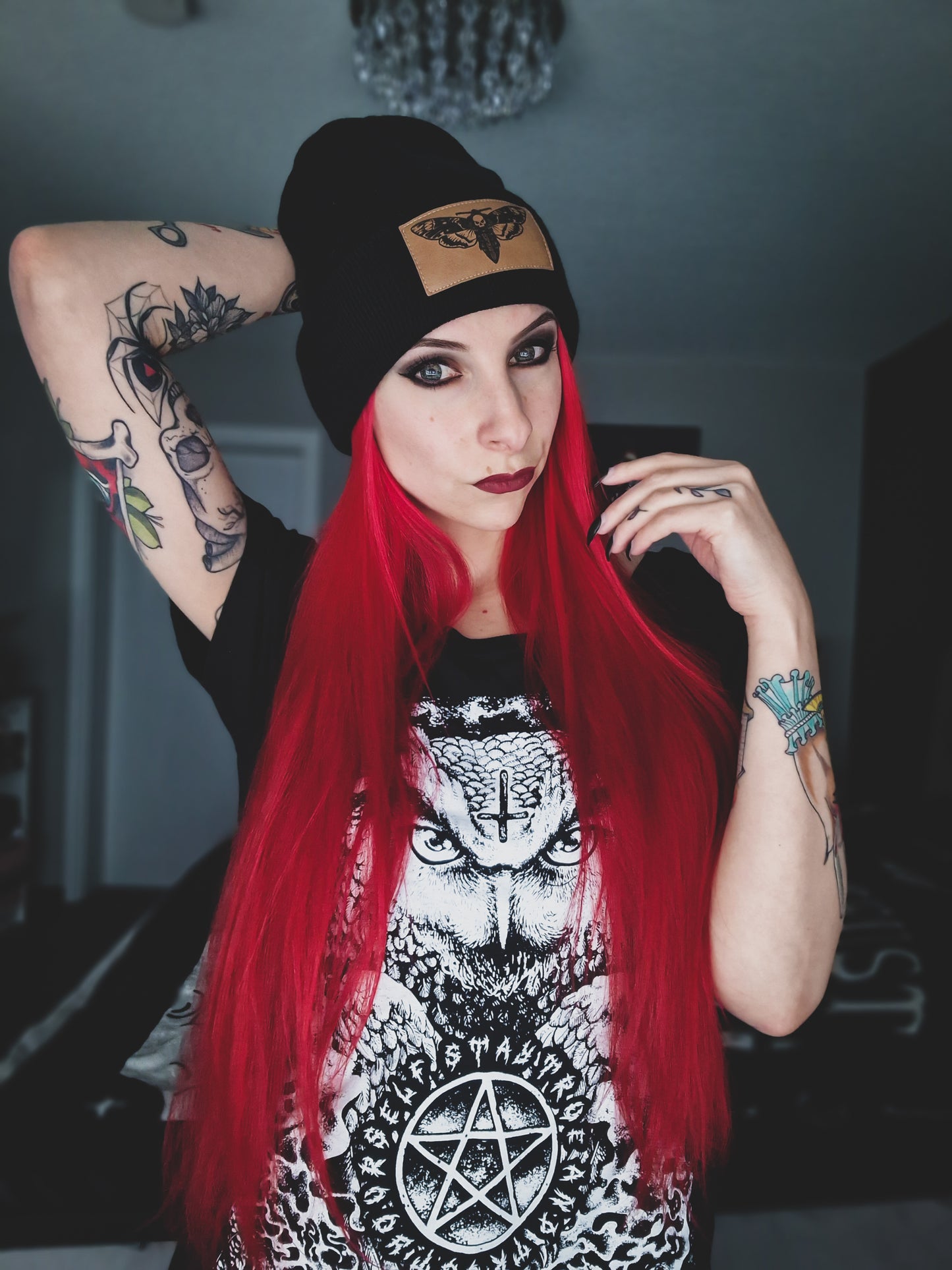 BEANIE MOTH VEGANLEATHER BROWN BLACK