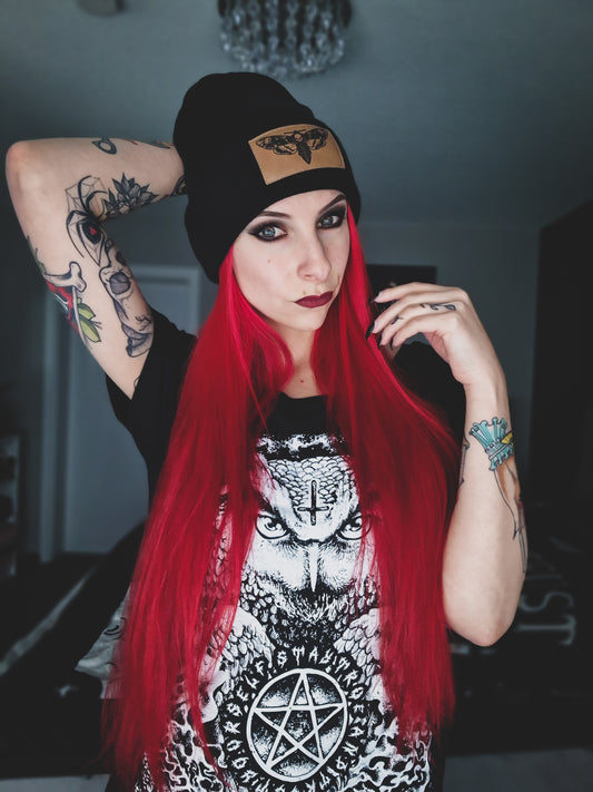 BEANIE MOTH VEGANLEATHER BROWN BLACK