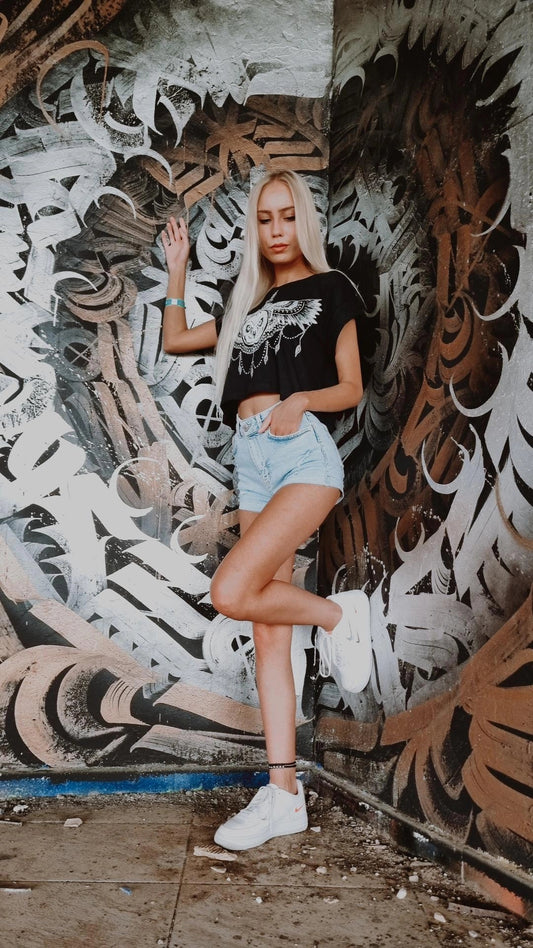 CROPSHIRT UNDEROWL LADY BLACK