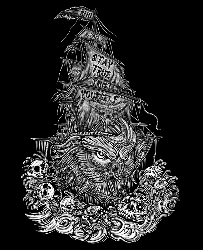 T-SHIRT BLACK OWL MEN BLACK