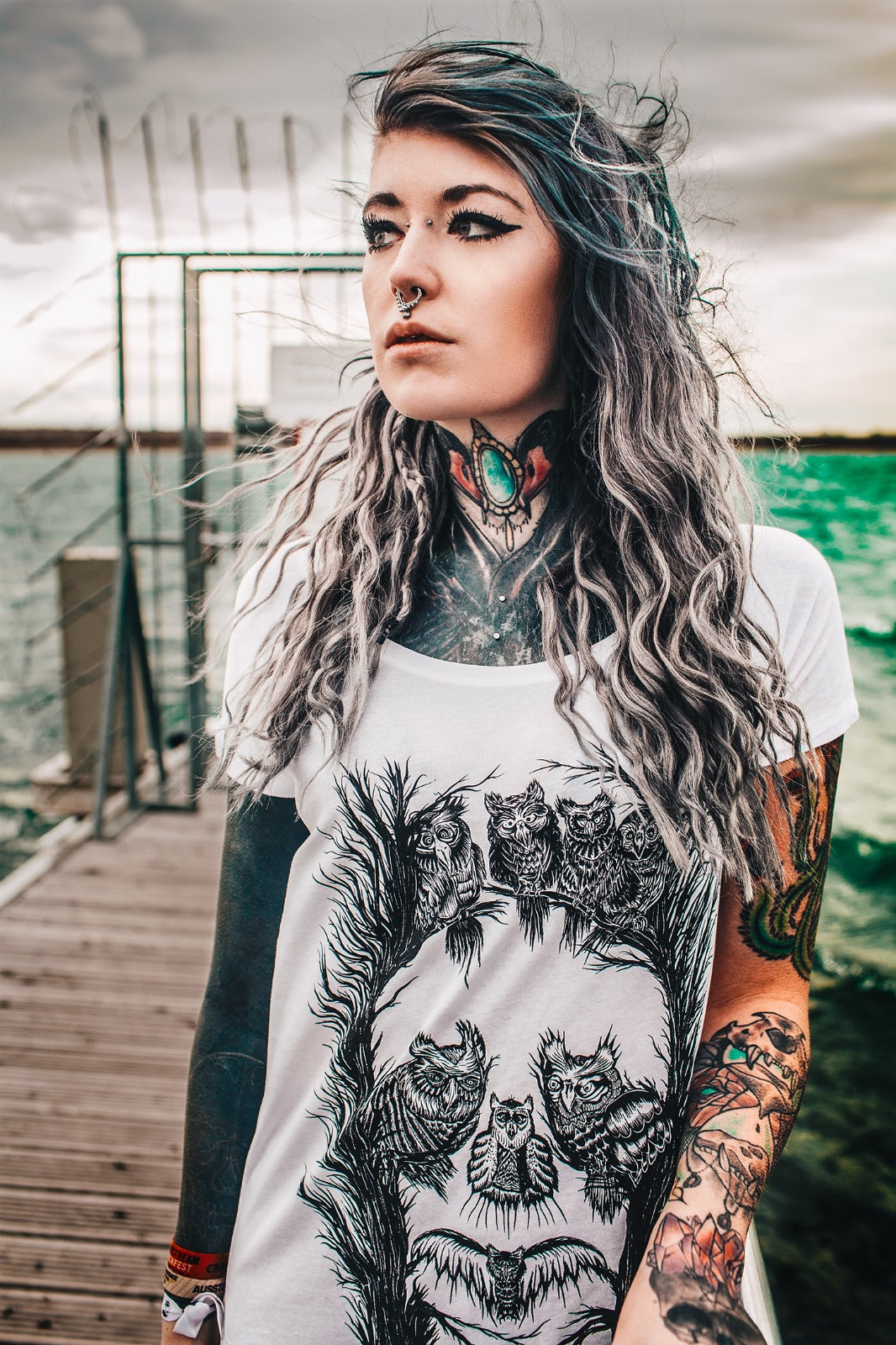 T-SHIRT TREESKOWL LADIES WHITE