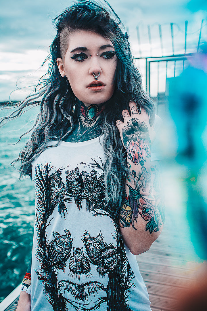 T-SHIRT TREESKOWL LADIES WHITE