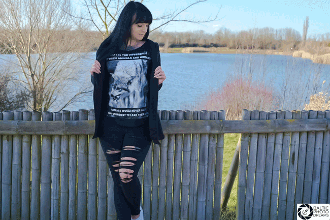 OF T-SHIRT WOLFPACK LADIES BLACK