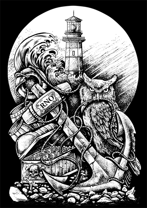 T-SHIRT POCKET ANCHOR UNI BLACK