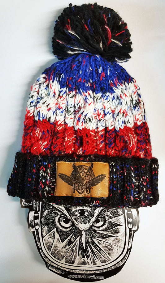 BEANIE POM POM BOMMEL FEATHER VEGANLEATHER BLACK JACKS