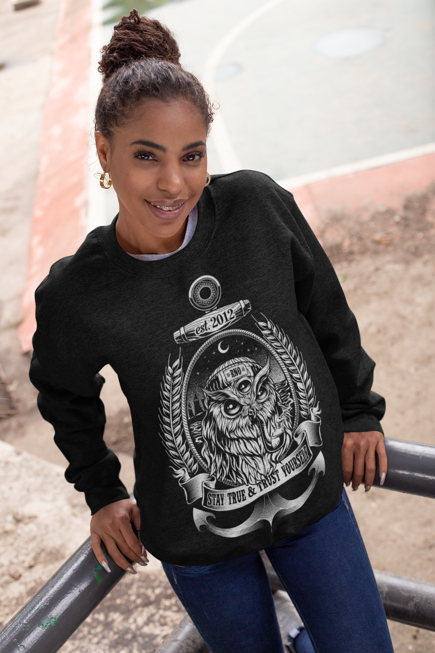 CREWNECK SAILOROWL BLACK UNI