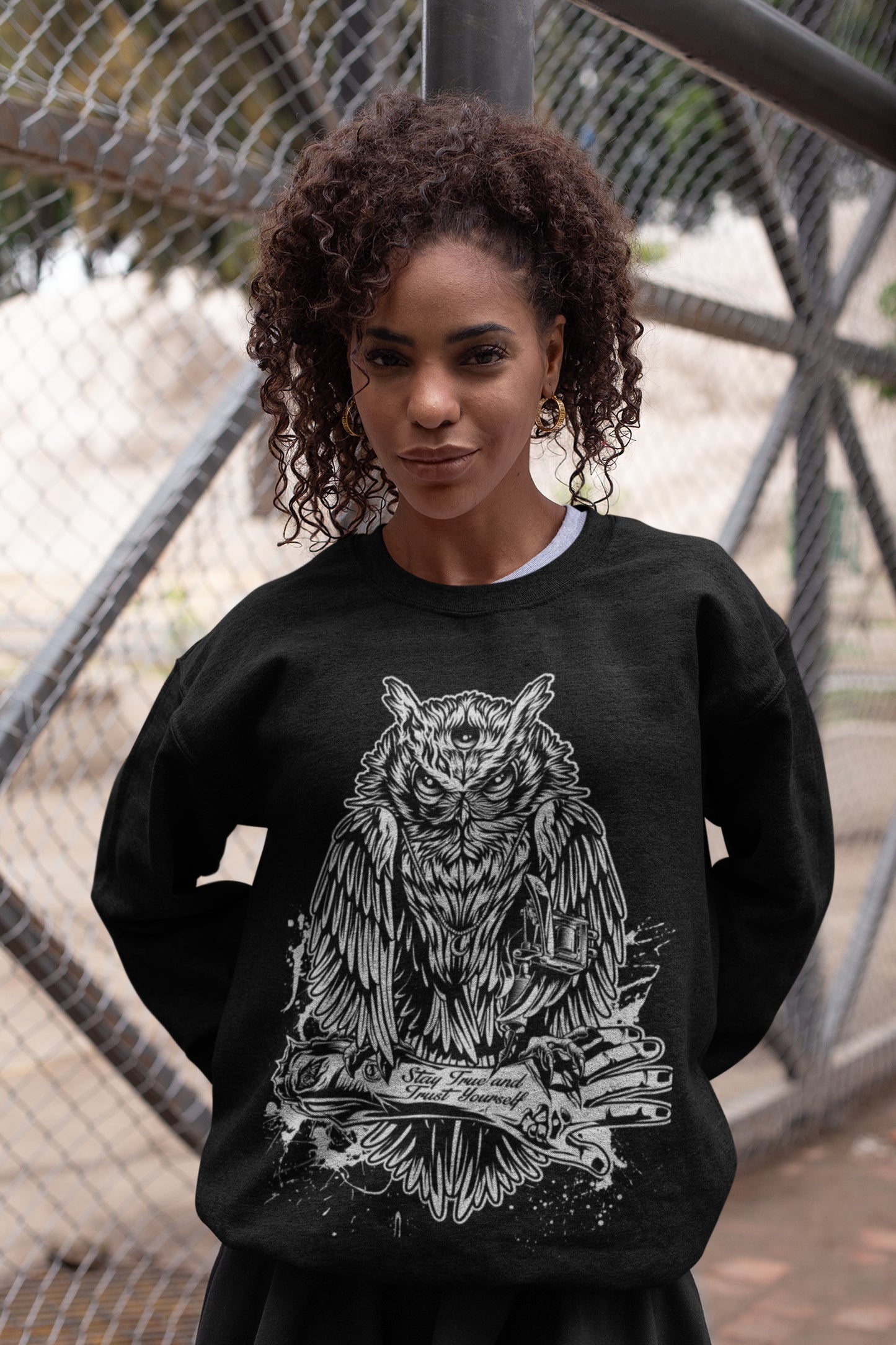 CREWNECK TATTOOOWL BLACK UNI