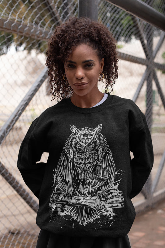CREWNECK TATTOOOWL BLACK UNI