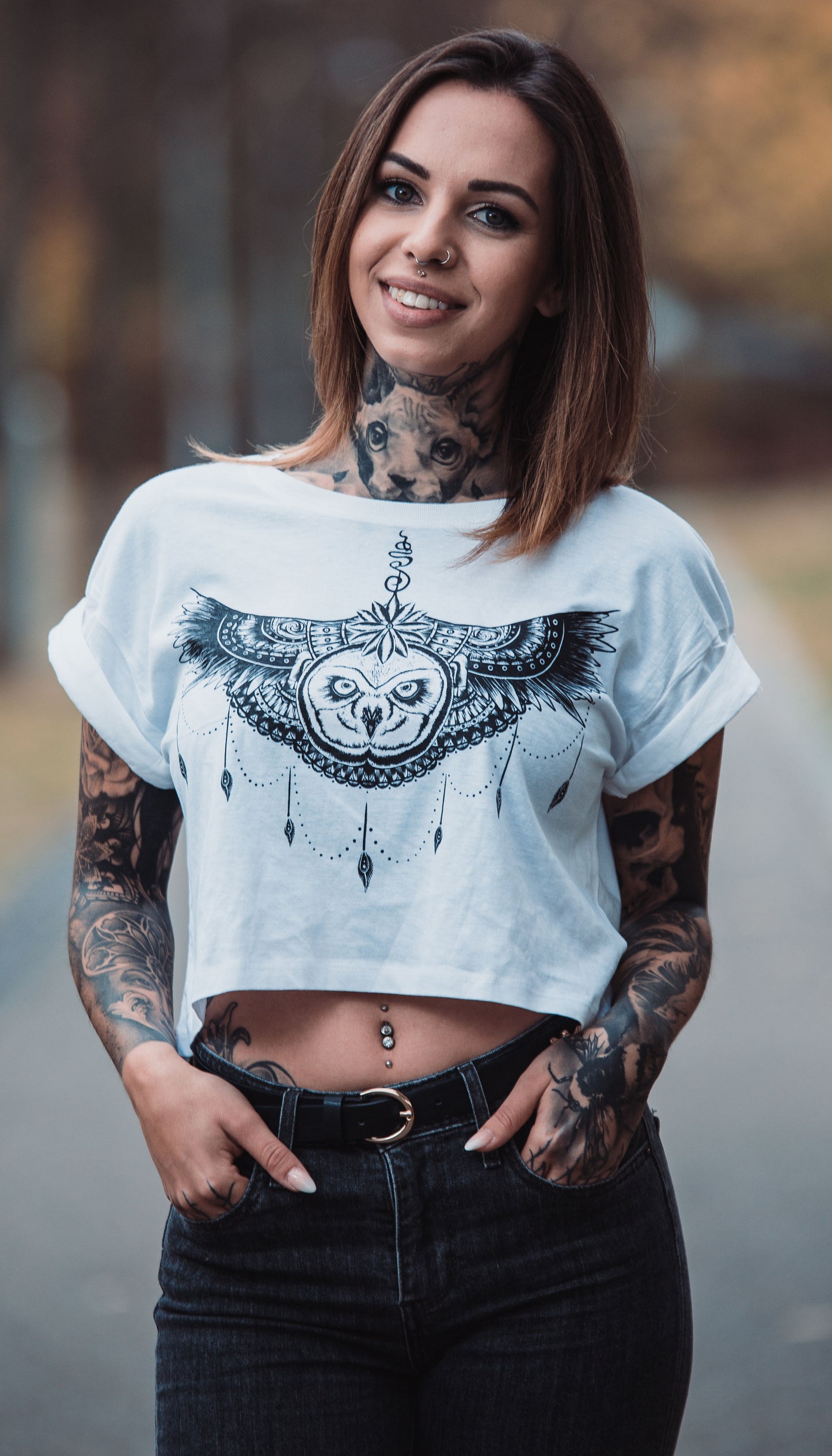 CROPSHIRT UNDEROWL LADY WHITE