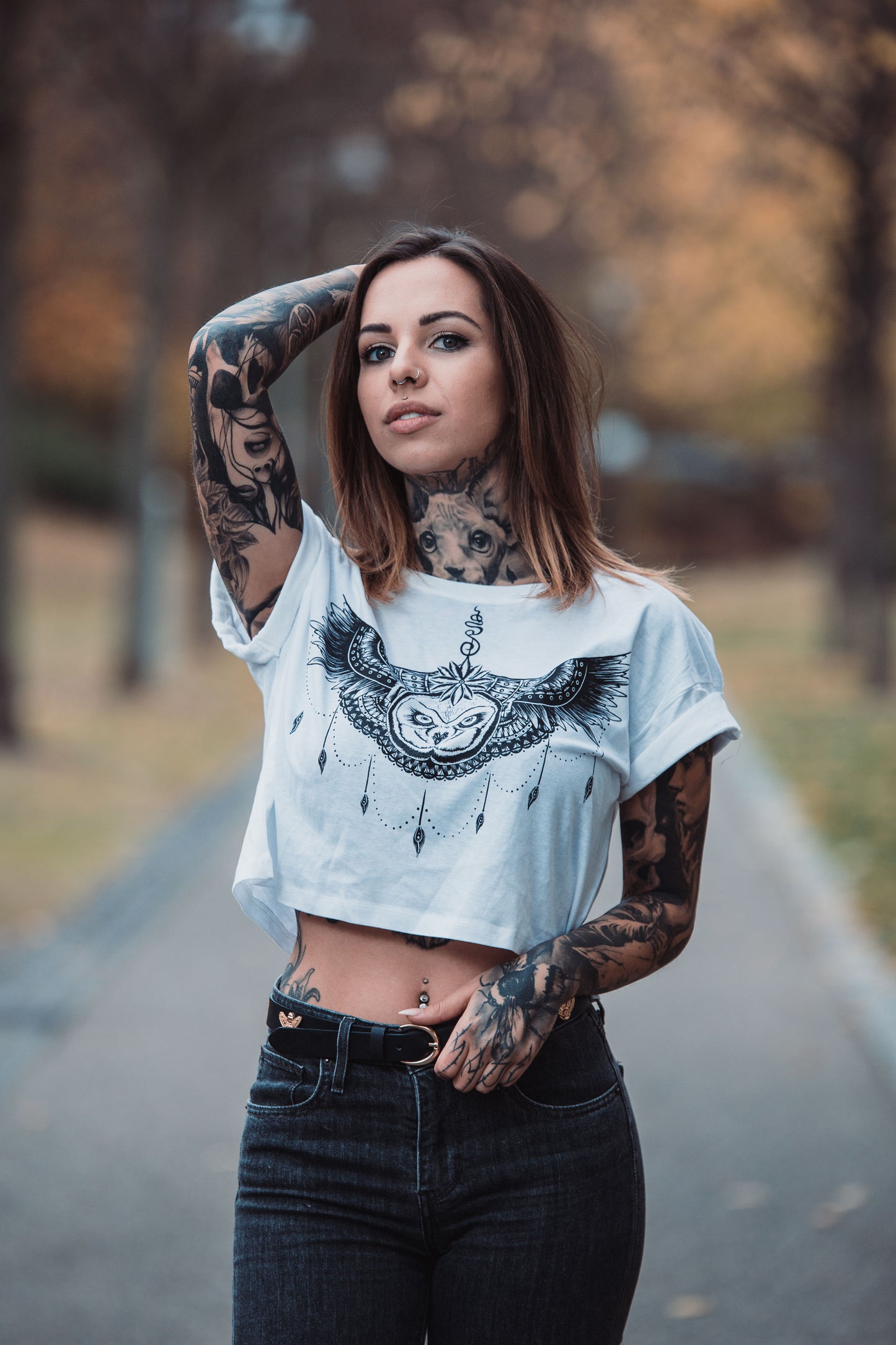 CROPSHIRT UNDEROWL LADY WHITE