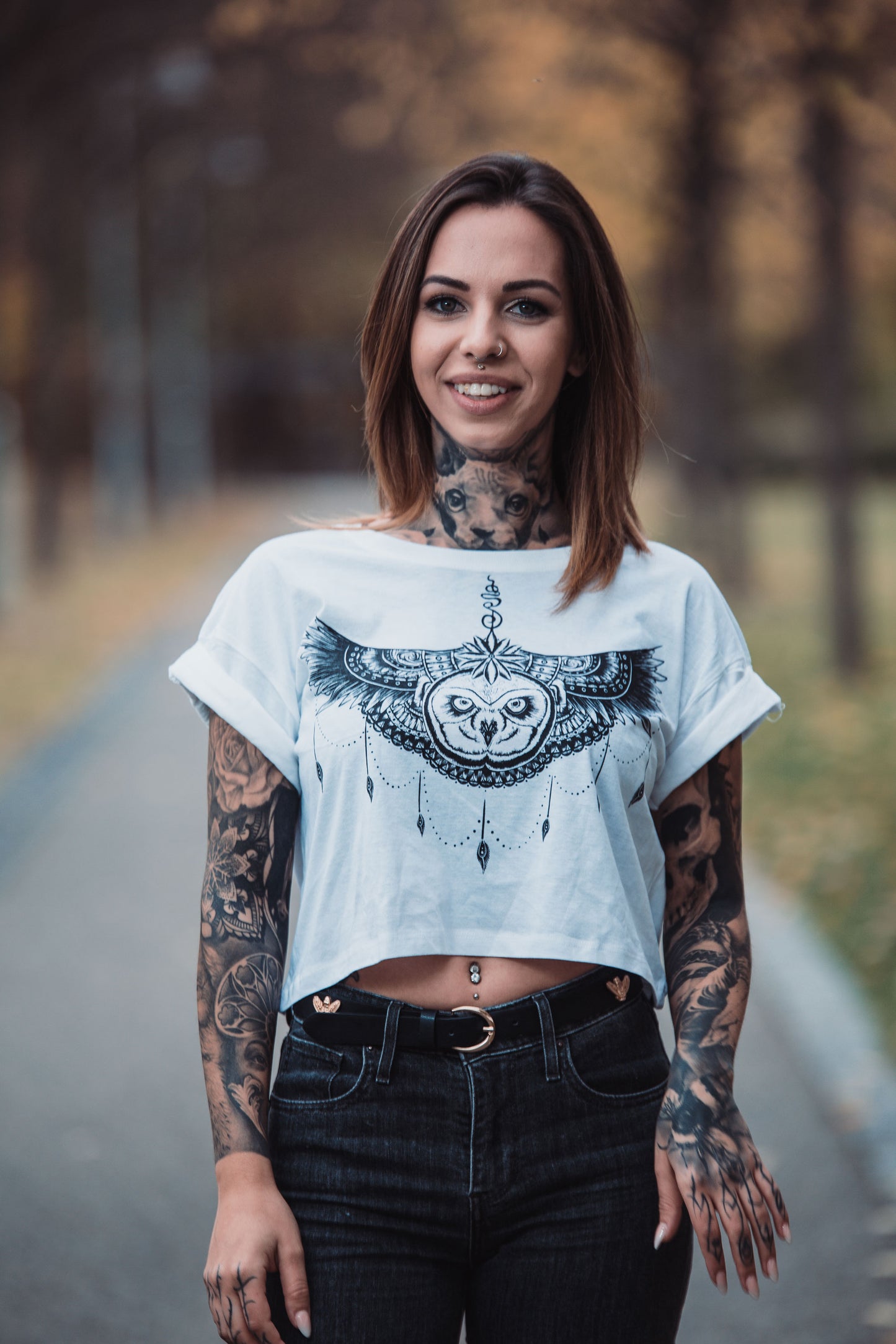 CROPSHIRT UNDEROWL LADY WHITE