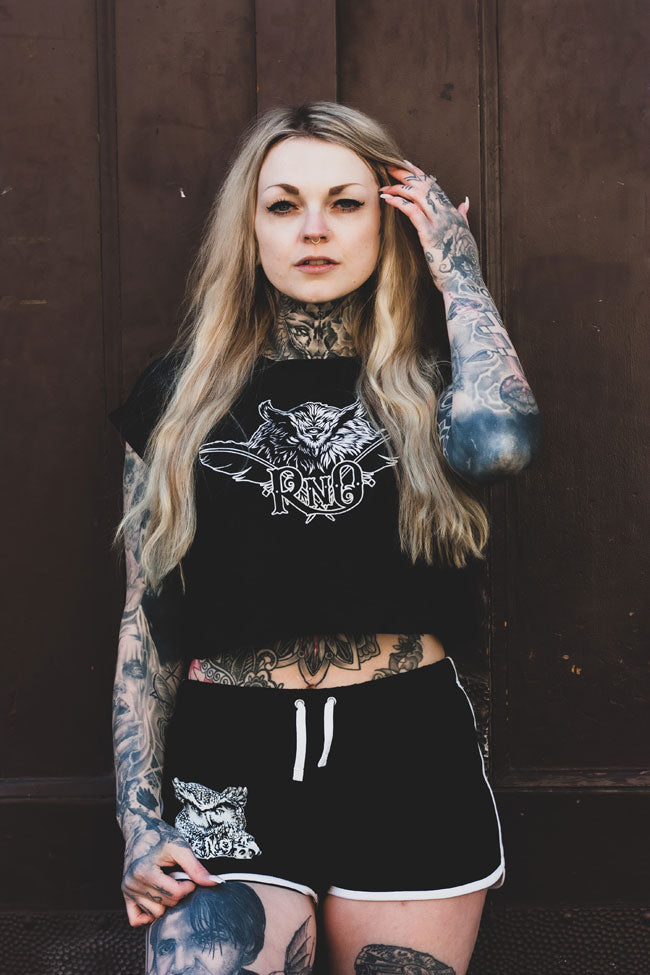 CROPSHIRT FEATHER LADY BLACK