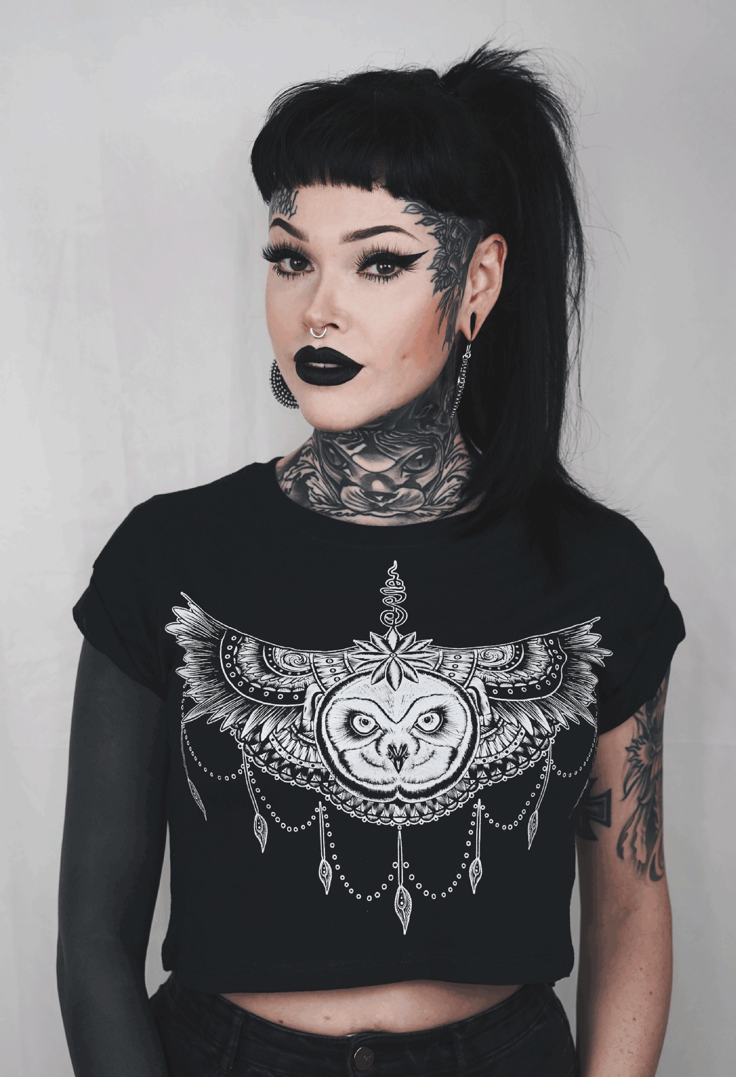 CROPSHIRT UNDEROWL LADY BLACK
