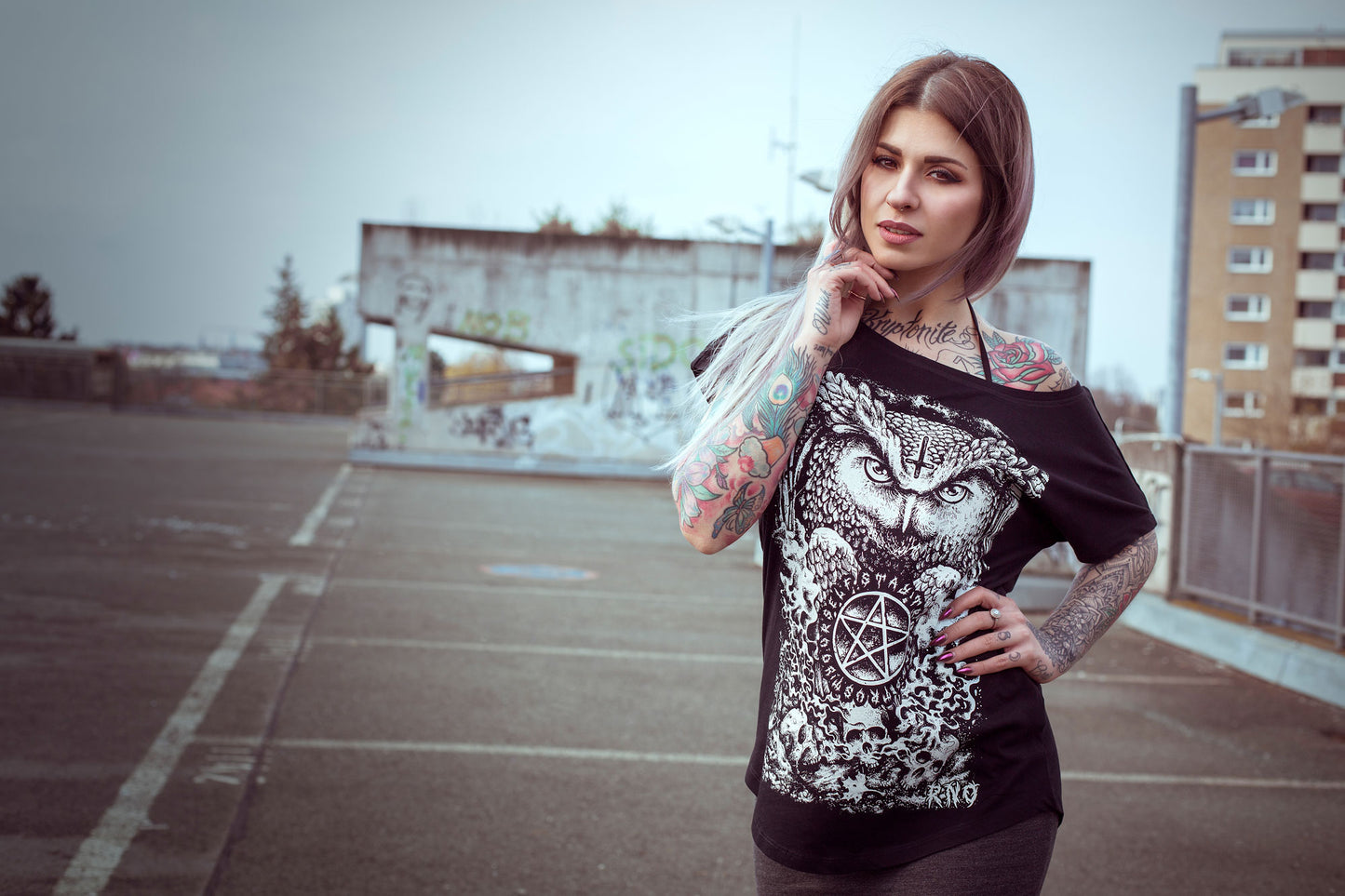 T-SHIRT D-OWL LADIES BLACK