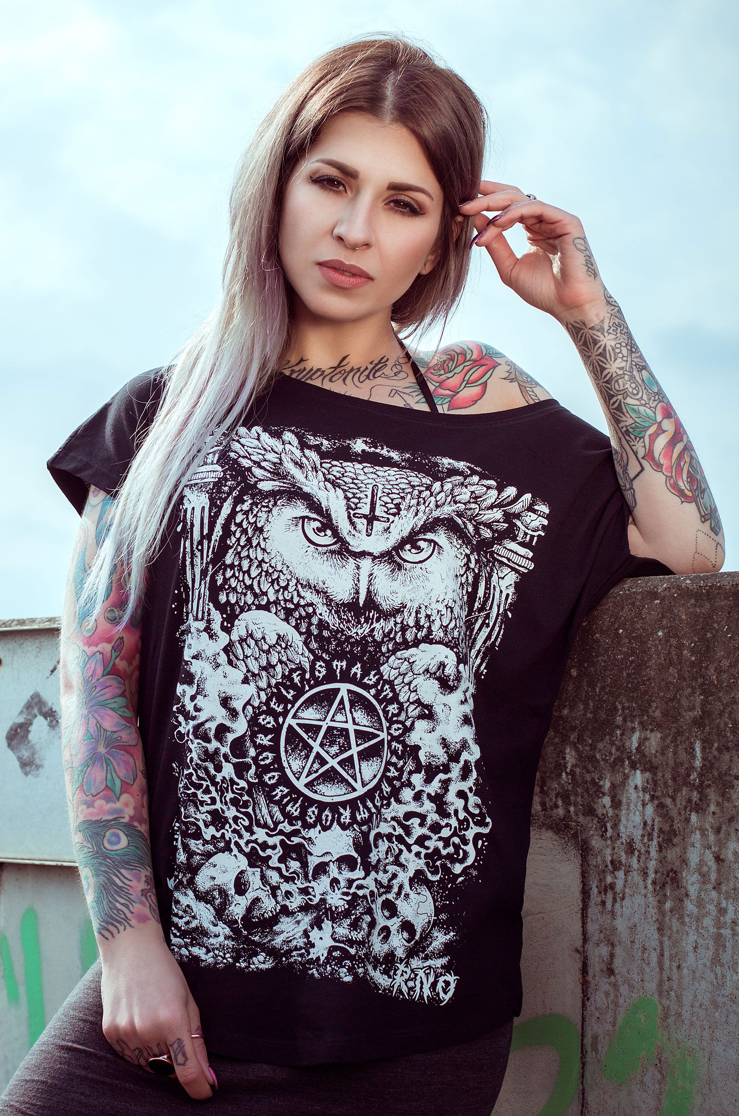 T-SHIRT D-OWL LADIES BLACK