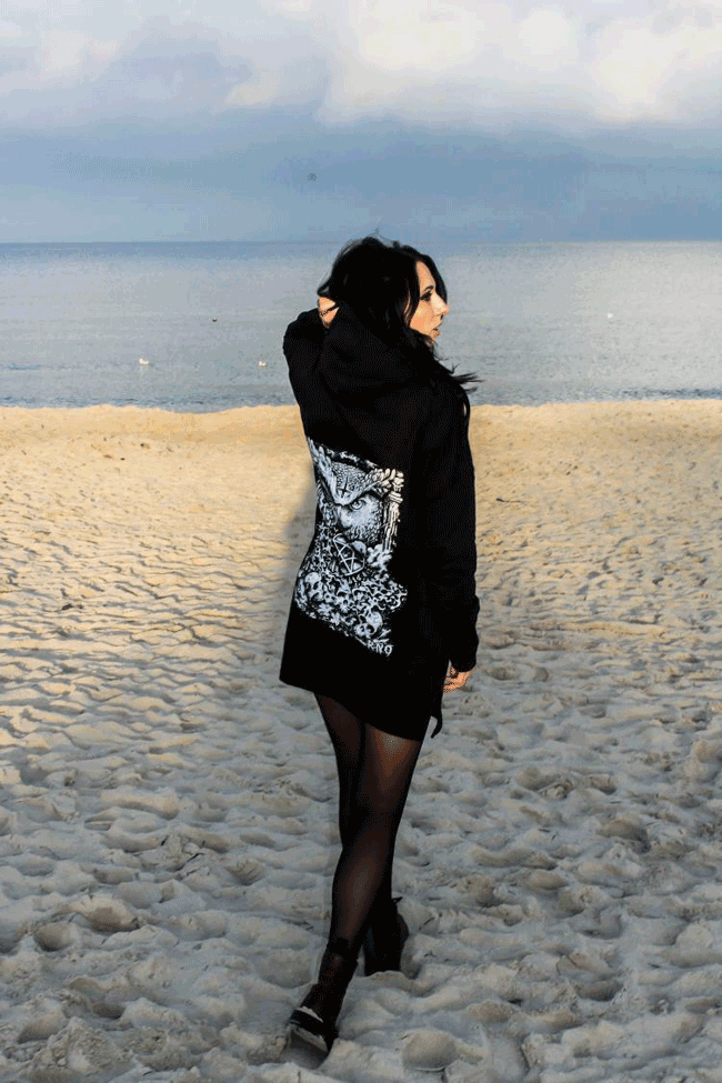 RNO HOODIEDRESS D-OWL LADY BLACK