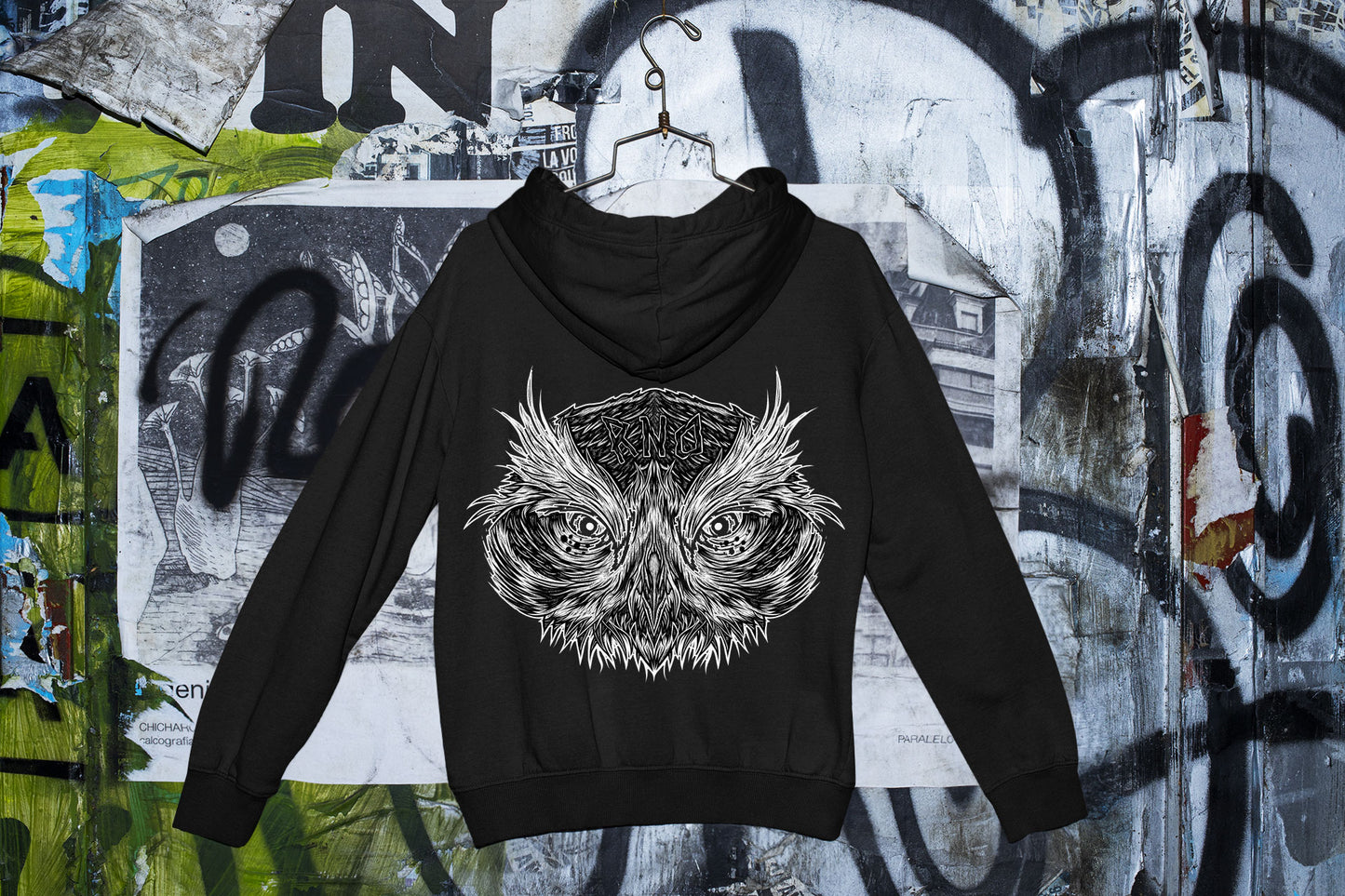 ZIPPER BIG OWL BLACK UNI