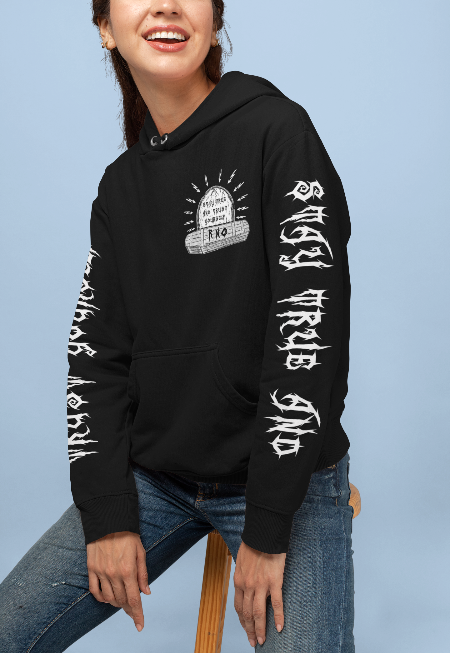 HOODIE COWLFFIN ARMPRINTS BLACK UNI