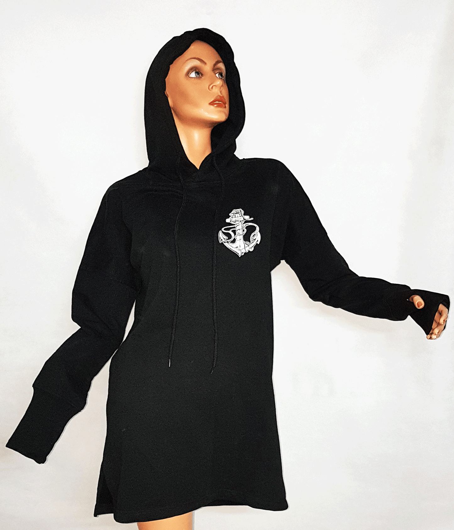 RNO HOODIEDRESS ANCHOR LADY BLACK