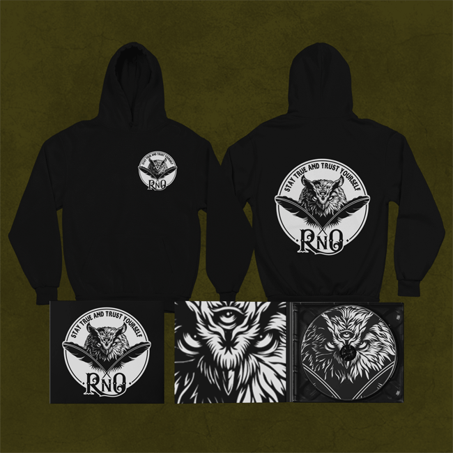 HOODIE FEATHERLOGO BLACK UNI