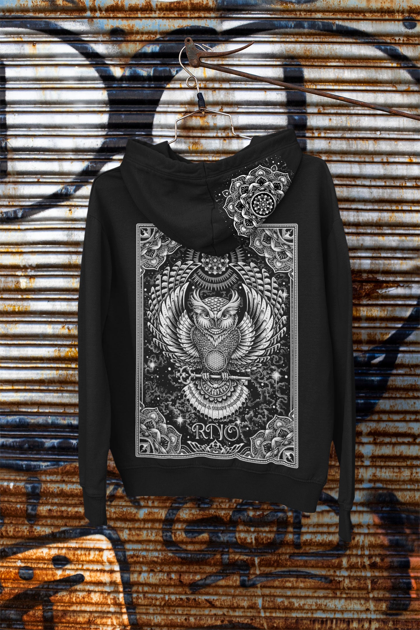 HOODIE FLOWLER OF LIFE BLACK UNI