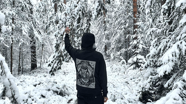 HOODIE FLOWLER OF LIFE BLACK UNI