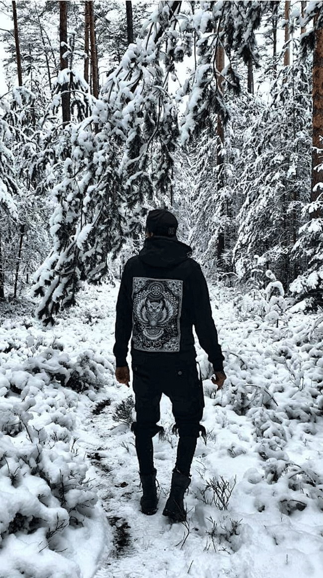 HOODIE FLOWLER OF LIFE BLACK UNI