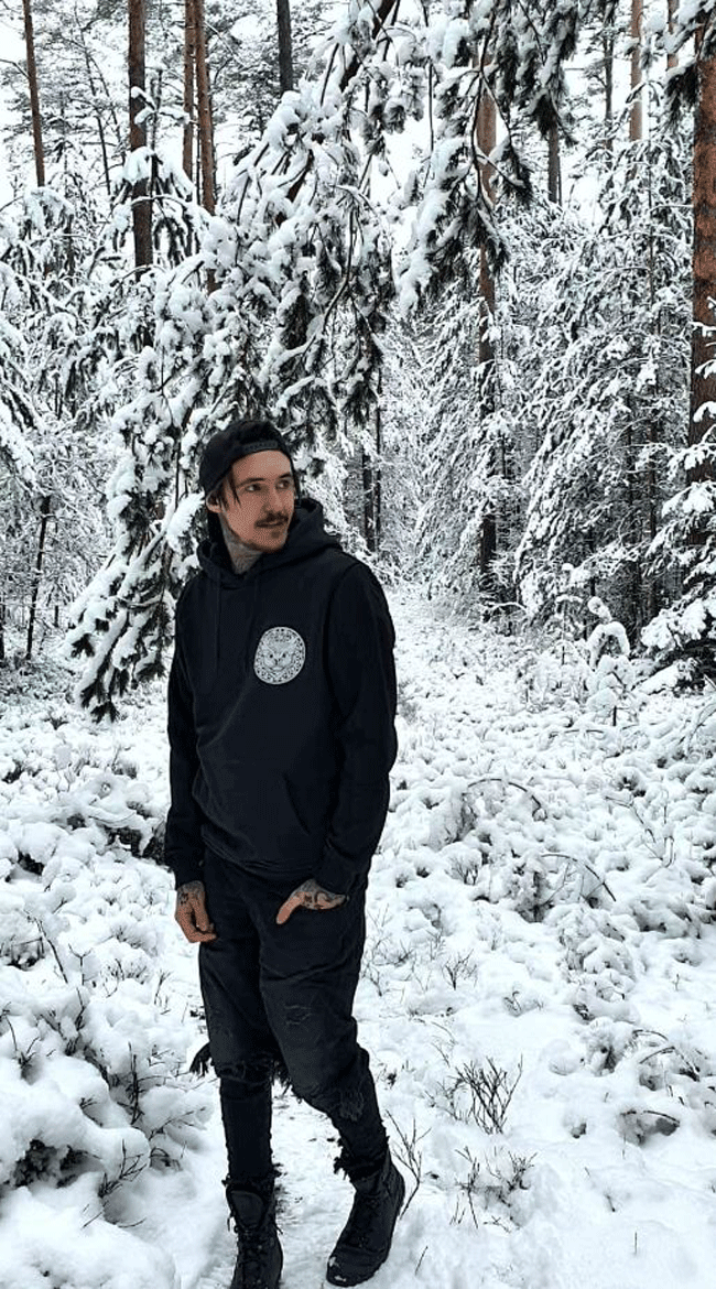 HOODIE FLOWLER OF LIFE BLACK UNI