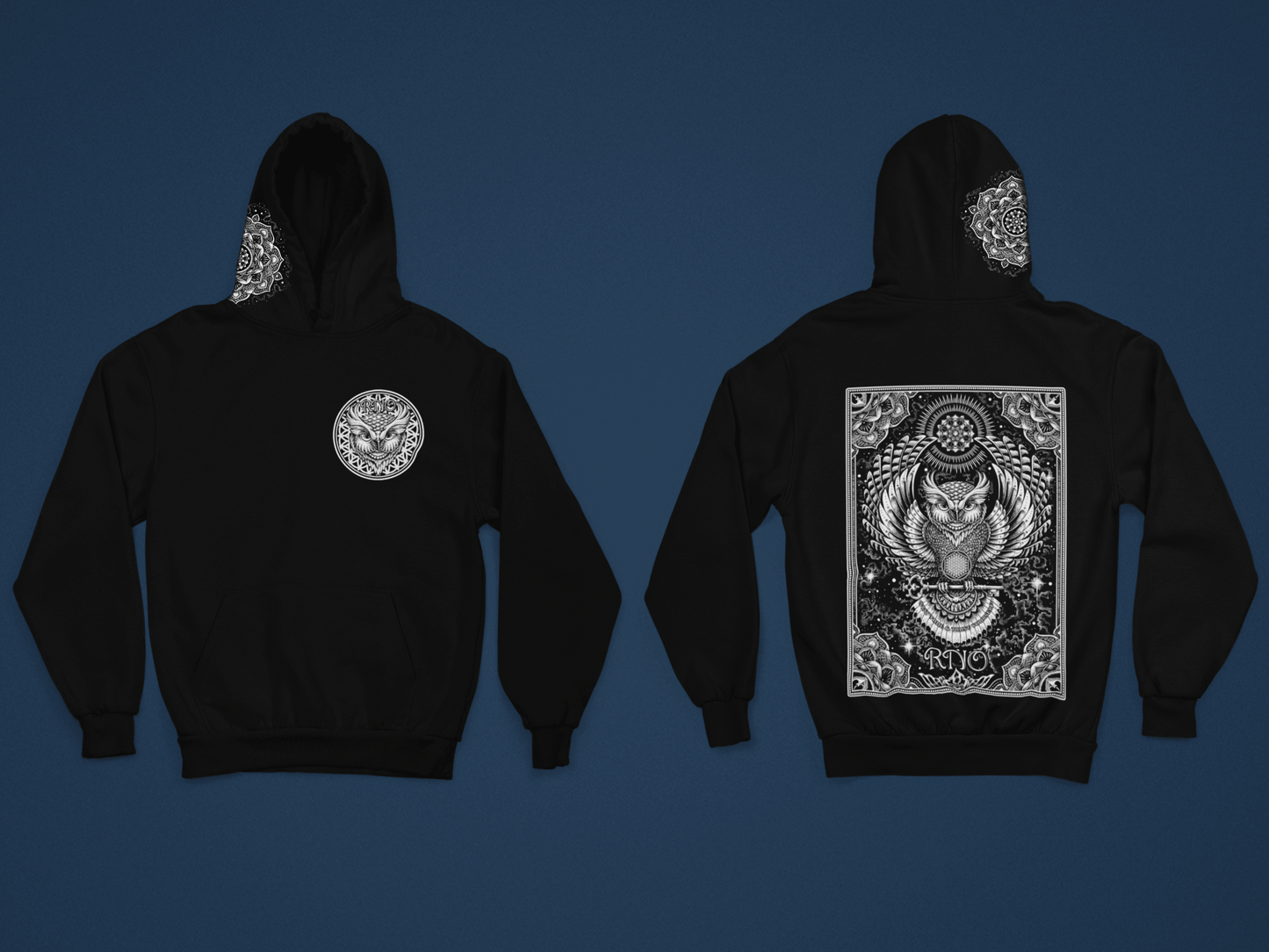 HOODIE FLOWLER OF LIFE BLACK UNI