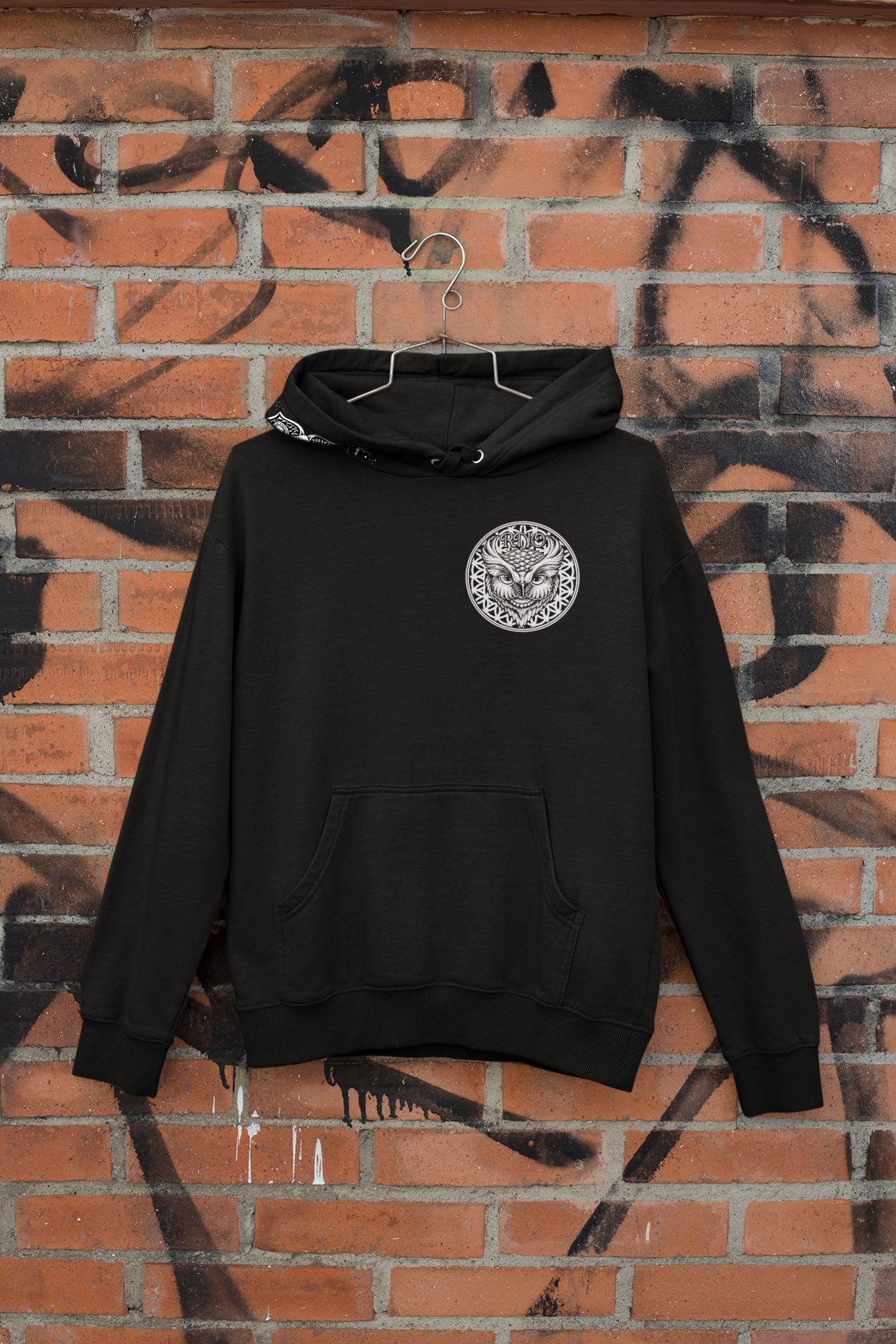 HOODIE FLOWLER OF LIFE BLACK UNI